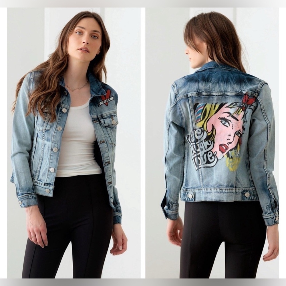 Litz L.A -Pop Art Print Acid Wash Denim Jacket